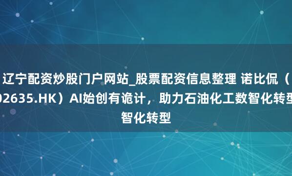 辽宁配资炒股门户网站_股票配资信息整理 诺比侃（02635.HK）AI始创有诡计，助力石油化工数智化转型